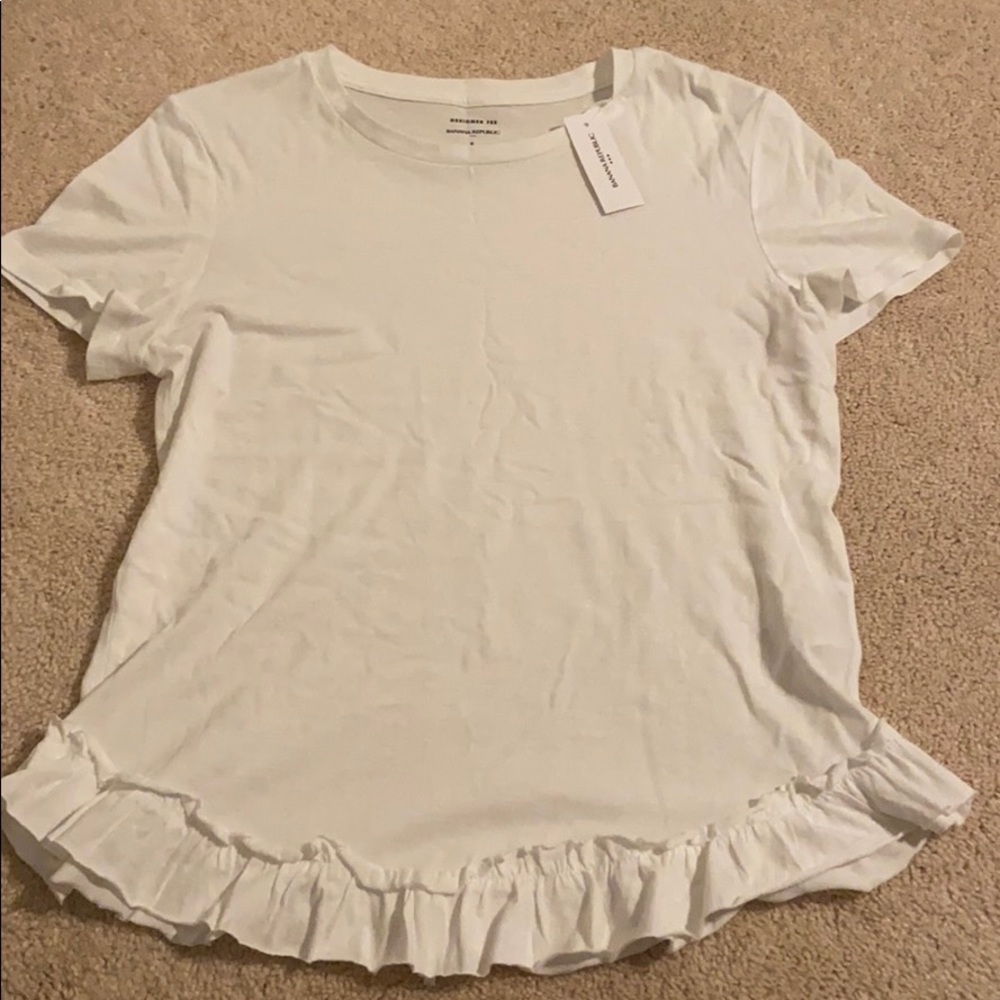 Brand new Banana Republic white ruffle tshirt